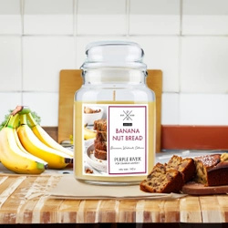 Candela di soia profumata in vetro Purple River 623 g - Banana Nut Bread