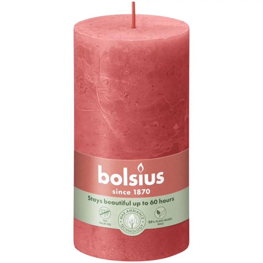 Bolsius Rustic bougie de souche 130/68 mm - Blossom Pink