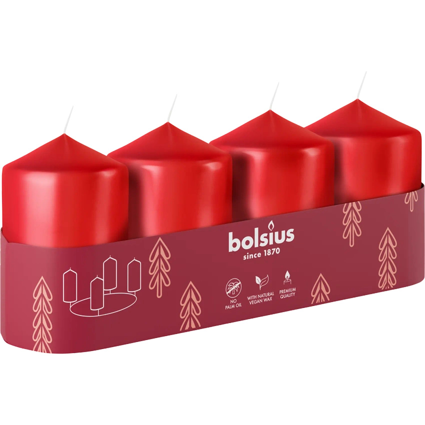 Bolsius velas tocón 4 piezas 60/40 mm - Rojo