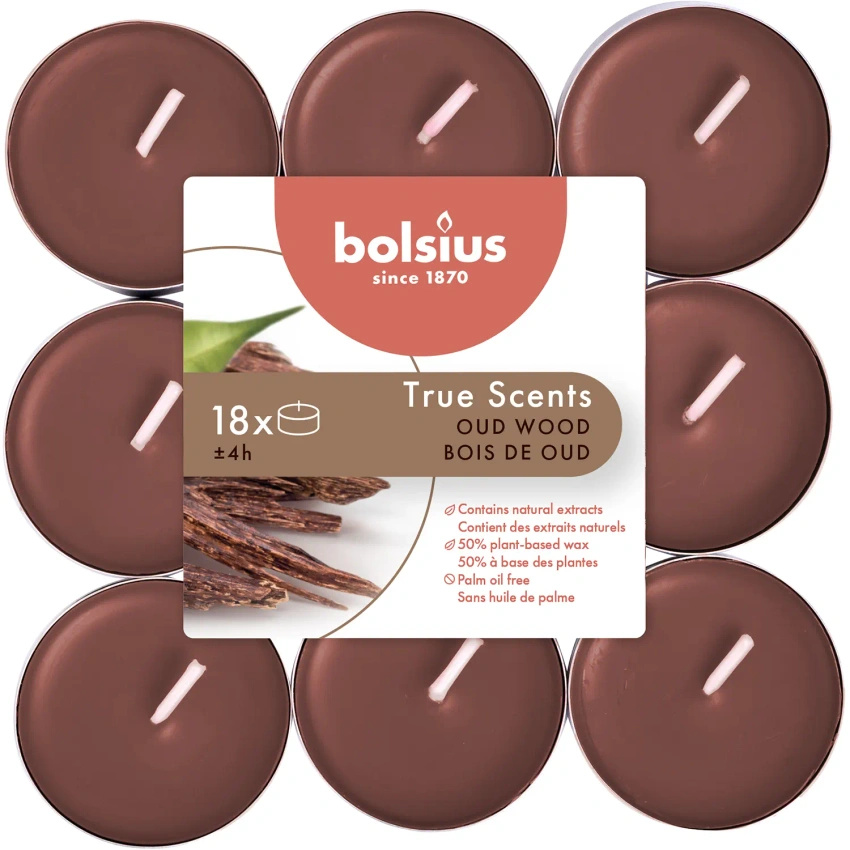 Bolsius True Scents geurzakjes 18 stuks - Oud Hout