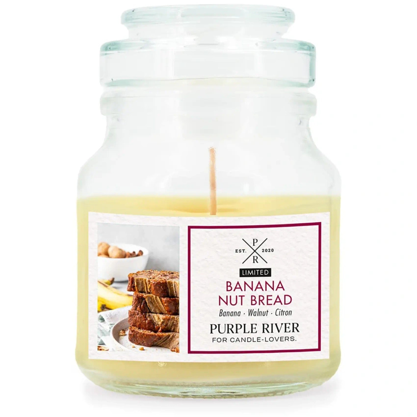 Świeca zapachowa sojowa w szkle Purple River 113 g - Banana Nut Bread