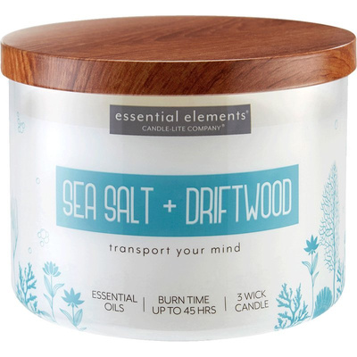 Soja geurkaars met essentiële oliën Candle-lite Essential Elements 418 g - Sea Salt Driftwood