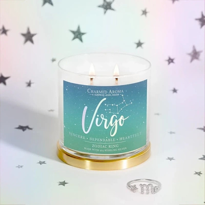 Charmed Aroma juweel soja geurkaars met zilveren ring 12 oz 340 g - Sterrenbeeld Maagd
