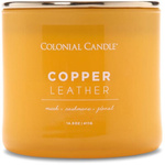 Colonial Candle Pop Of Color kvapioji sojų pupelių žvakė stiklinėje 3 dagčiai 14,5 uncijos 411 g - Copper Leather