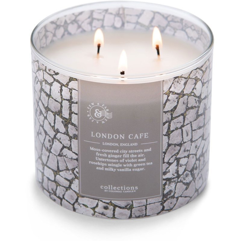 Colonial Candle Travel grande bougie parfumée au soja 3 mèches 411 g - London Café