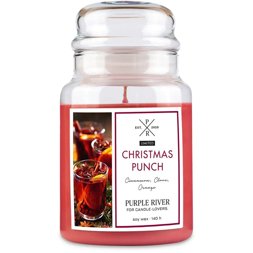 Kerst soja geurkaars in glas Purple River 623 g - Christmas Punch