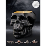 Šperková sviečka čierna lebka prsteň Charmed Aroma Halloween - Midnight Teakwood