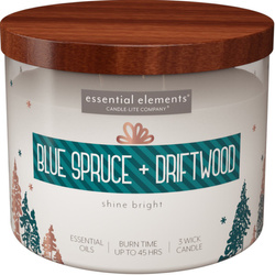 Bougie parfumée de noël soja Candle-lite Essential Elements 418 g - Blue Spruce Driftwood