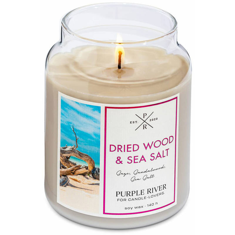 Soy scented candle Dried Wood Sea Salt Purple River 623 g