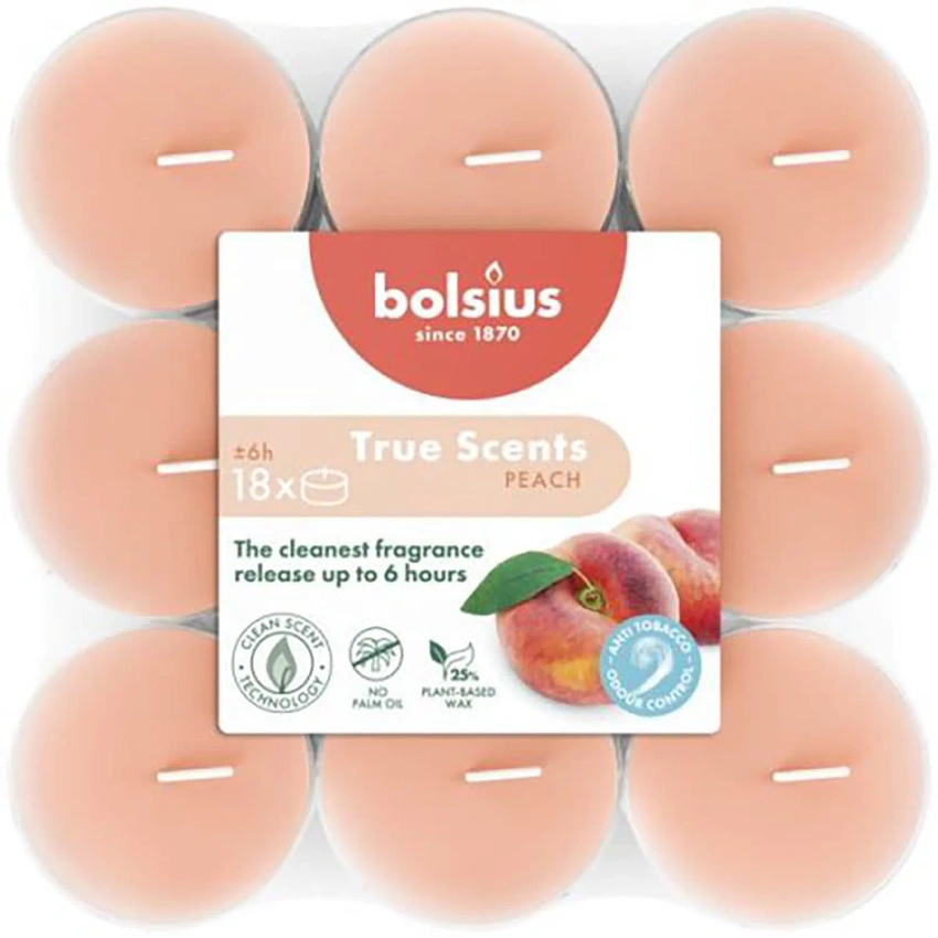 Bolsius True Scents tealights profumati 18 pezzi - Pesca
