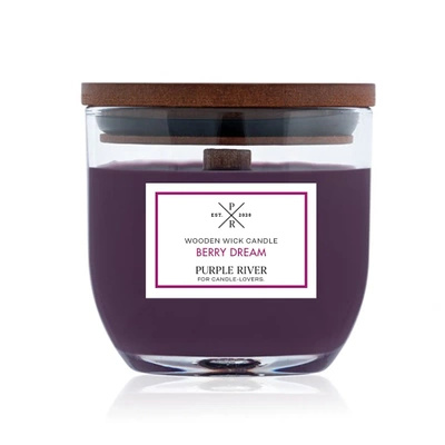 Purple River Mini vela perfumada con mecha de madera 85 g - Berry Dream