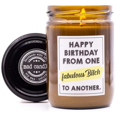 Świeca na prezent sojowa zapachowa Mad Candle 360 g - Happy Birthday From One Fabulous Bitch To Another