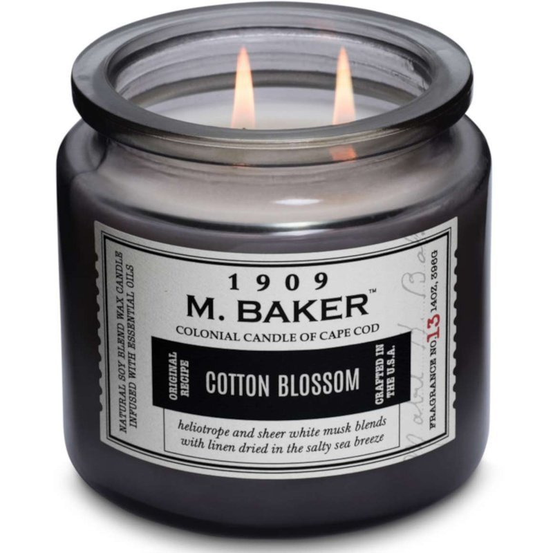 Colonial Candle M Baker large soy scented candle apothecary jar 14 oz 396 g - Cotton Blossom