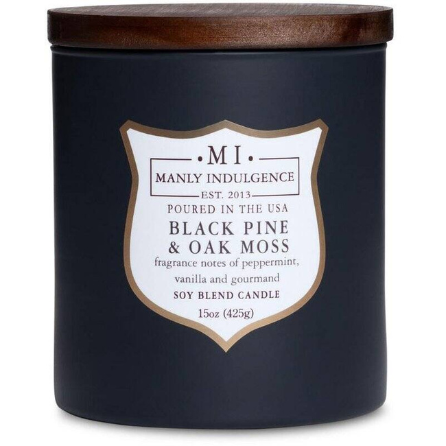 Vela perfumada de soja para hombre mecha de madera Colonial Candle - Black Pine Oak Moss