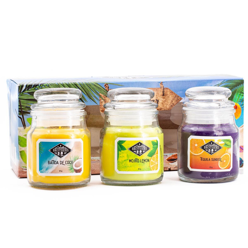 Set kaarsen soja geurkaars drie stukken 85 g Candle Brothers - Beach Bar